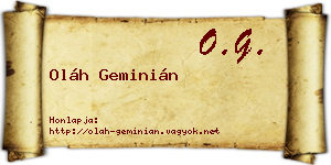 Oláh Geminián névjegykártya